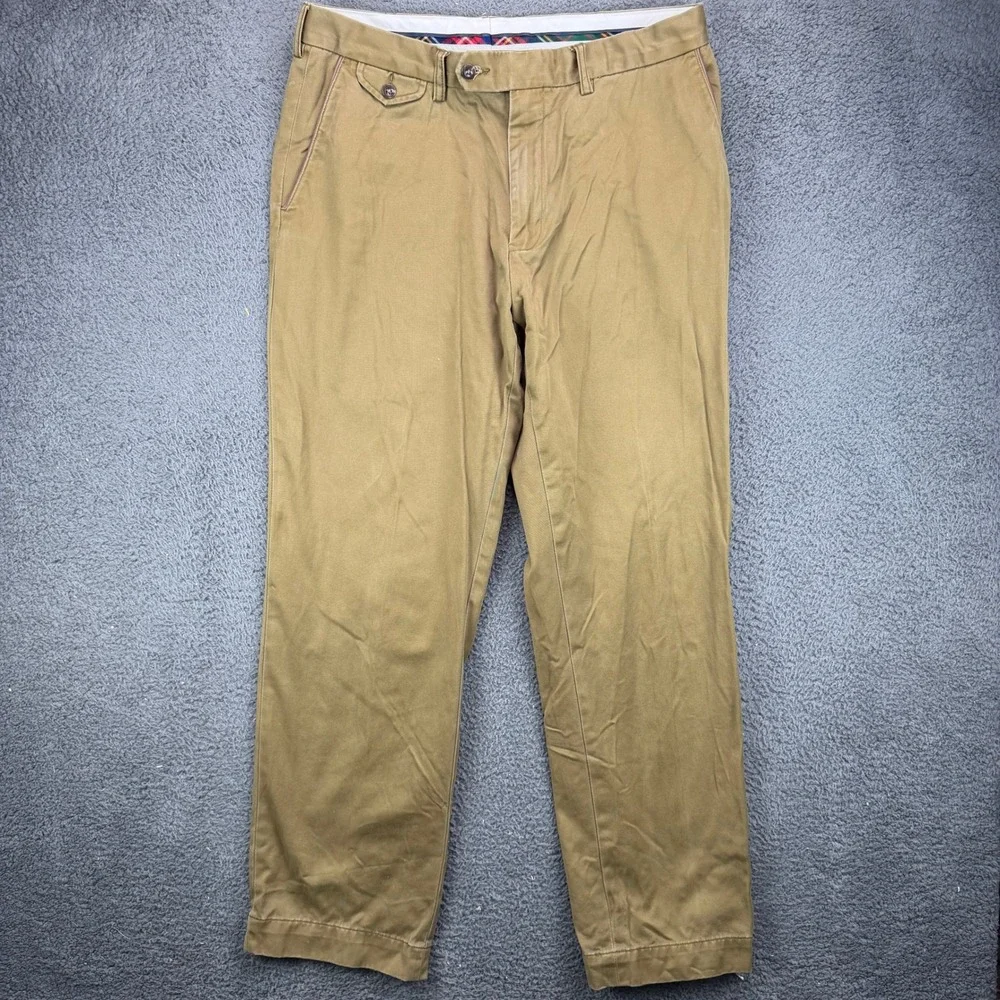 Polo Ralph Lauren Mens 35x32 Brown Khaki Chino‎ Pants Cotton Straight Leg Casual